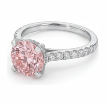 Afbeelding in Gallery-weergave laden, Roze diamanten ring 3,5 karaat labgekweekt rond pavé 14k Witgoud
