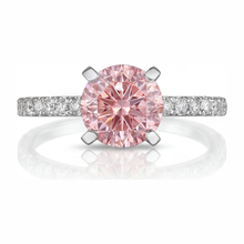 Afbeelding in Gallery-weergave laden, Roze diamanten ring 3,5 karaat labgekweekt rond pavé 14k Witgoud
