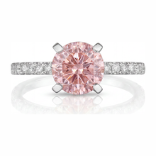 Afbeelding in Gallery-weergave laden, Roze diamanten ring 3,5 karaat labgekweekt rond pavé 14k Witgoud
