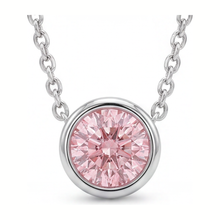 Afbeelding in Gallery-weergave laden, Collier met roze diamant 3,5 karaat labgekweekt ronde lunette hanger 14K witgoud
