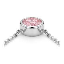 Afbeelding in Gallery-weergave laden, Collier met roze diamant 3,5 karaat labgekweekt ronde lunette hanger 14K witgoud
