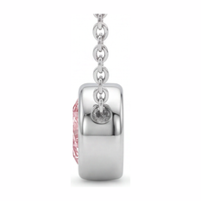 Afbeelding in Gallery-weergave laden, Collier met roze diamant 3,5 karaat labgekweekt ronde lunette hanger 14K witgoud
