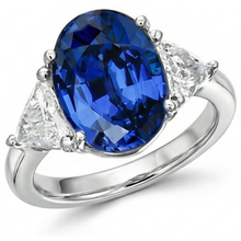 Afbeelding in Gallery-weergave laden, echte trillion saffier 3.50karaat ring zijaanzicht
