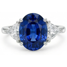 Afbeelding in Gallery-weergave laden, echte trillion saffier 3.50karaat ring vooraanzicht
