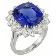 Afbeelding in Gallery-weergave laden, echte round tanzaniet 3.50karaat ring close-up detail
