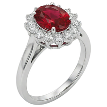Afbeelding in Gallery-weergave laden, 3.50 Karaat Robijn Met Diamanten Bloem Halo Ring Wit Goud 14K
