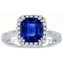Afbeelding in Gallery-weergave laden, 3.50 karaat Ceylon blauwe saffier Halo Natuurlijke echte diamanten ( niet in een laboratorium gekweekt ) ring wit goud 14K
