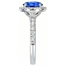 Afbeelding in Gallery-weergave laden, echte round saffier 3.50karaat ring bovenaanzicht
