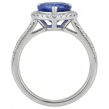Afbeelding in Gallery-weergave laden, 3.60 Karaat Ceylonese Blauwe Saffier Natuurlijke uit de aarde gewonnen Diamanten Ring Witgoud 14K
