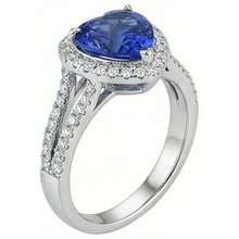 Afbeelding in Gallery-weergave laden, 3.60 Karaat Ceylonese Blauwe Saffier Natuurlijke uit de aarde gewonnen Diamanten Ring Witgoud 14K
