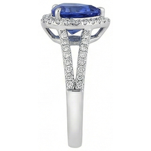 Afbeelding in Gallery-weergave laden, 3.60 Karaat Ceylonese Blauwe Saffier Natuurlijke uit de aarde gewonnen Diamanten Ring Witgoud 14K

