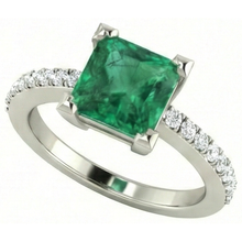 Afbeelding in Gallery-weergave laden, 3.65 ct groene smaragd met Natuurlijke echte diamanten ( niet in een laboratorium gekweekt ) ring wit goud 14k
