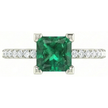 Afbeelding in Gallery-weergave laden, 3.65 ct groene smaragd met Natuurlijke echte diamanten ( niet in een laboratorium gekweekt ) ring wit goud 14k
