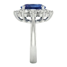 Afbeelding in Gallery-weergave laden, echte round saffier 3.70karaat ring close-up detail
