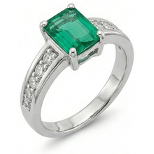 Afbeelding in Gallery-weergave laden, 3.75 ct groene smaragd en Natuurlijke echte diamanten ( niet in een laboratorium gekweekt ) ring solitaire met accenten
