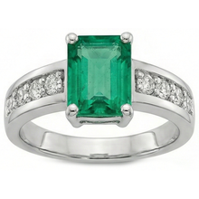 Afbeelding in Gallery-weergave laden, 3.75 ct groene smaragd en Natuurlijke echte diamanten ( niet in een laboratorium gekweekt ) ring solitaire met accenten
