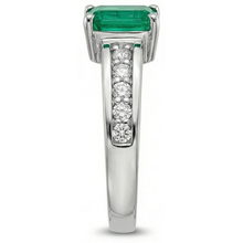 Afbeelding in Gallery-weergave laden, 3.75 ct groene smaragd en Natuurlijke echte diamanten ( niet in een laboratorium gekweekt ) ring solitaire met accenten
