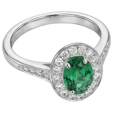 Afbeelding in Gallery-weergave laden, echte round smaragd 3.75karaat ring close-up detail
