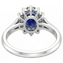 Afbeelding in Gallery-weergave laden, echte round tanzaniet 3.75karaat ring met diamantaccenten
