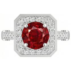 3.75 karaat rode robijn en Natuurlijke echte diamanten ( niet in een laboratorium gekweekt ) ring wit goud 14K