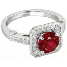 Afbeelding in Gallery-weergave laden, 3.75 karaat rode robijn en Natuurlijke echte diamanten ( niet in een laboratorium gekweekt ) ring wit goud 14K

