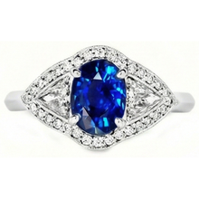 Afbeelding in Gallery-weergave laden, echte trillion saffier 3.90karaat ring zijaanzicht
