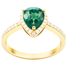 Afbeelding in Gallery-weergave laden, 3.95 ct peervormige groene smaragd met Natuurlijke echte diamanten ( niet in een laboratorium gekweekt ) verlovingsring

