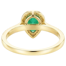 Afbeelding in Gallery-weergave laden, 3.95 ct peervormige groene smaragd met Natuurlijke echte diamanten ( niet in een laboratorium gekweekt ) verlovingsring
