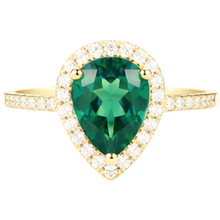 Afbeelding in Gallery-weergave laden, 3.95 ct peervormige groene smaragd met Natuurlijke echte diamanten ( niet in een laboratorium gekweekt ) verlovingsring
