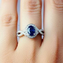 Afbeelding in Gallery-weergave laden, echte round saffier 3karaat ring op wit
