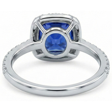 Afbeelding in Gallery-weergave laden, 3 Ct Ceylon Sapphire Halo Diamond Trouwring Massief Wit Goud 14K
