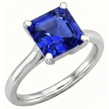 Afbeelding in Gallery-weergave laden, echte asscher diamant 3karaat ring zijaanzicht
