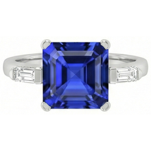 Afbeelding in Gallery-weergave laden, echte asscher diamant 4karaat ring zijaanzicht
