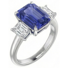 Afbeelding in Gallery-weergave laden, 3 Stenen Blauwe Saffier Ring
