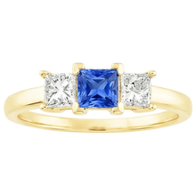 Afbeelding in Gallery-weergave laden, 3 Stenen Diamanten Jubileum Edelsteen Ring 2 Karaat Geel Goud 14K
