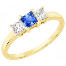 Afbeelding in Gallery-weergave laden, 3 Stenen Diamanten Jubileum Edelsteen Ring 2 Karaat Geel Goud 14K
