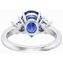 Afbeelding in Gallery-weergave laden, 3 Stenen Jubileumring Peer Ceylon Saffier &amp; Diamanten 3,50 Karaat
