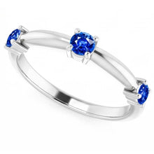 Afbeelding in Gallery-weergave laden, 3 Stenen Ring Jubileum 0,90 Karaat Ceylon Sapphire Sieraden Nieuw
