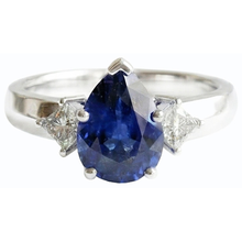 Afbeelding in Gallery-weergave laden, echte pear diamant 3karaat ring bovenaanzicht
