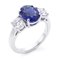 3 Stenen Saffier En Diamant Ring Jubileum 14K Goud
