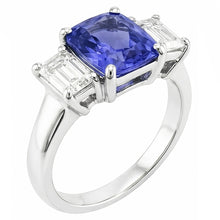 Afbeelding in Gallery-weergave laden, 3 Stenen Trouwring Stralende Saffier &amp; Emerald Diamanten 3,50 Karaat
