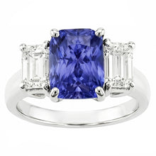 Afbeelding in Gallery-weergave laden, 3 Stenen Trouwring Stralende Saffier &amp; Emerald Diamanten 3,50 Karaat

