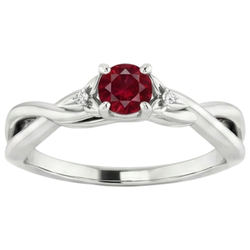3 Stone Diamond Ruby Ring 0,54 karaat Twist Claw Prong Set sieraden