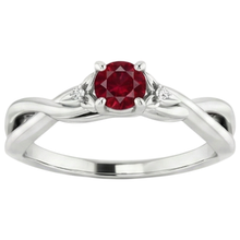 Afbeelding in Gallery-weergave laden, 3 Stone Diamond Ruby Ring 0,54 karaat Twist Claw Prong Set sieraden
