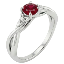 Afbeelding in Gallery-weergave laden, 3 Stone Diamond Ruby Ring 0,54 karaat Twist Claw Prong Set sieraden
