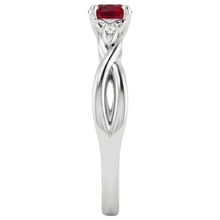 Afbeelding in Gallery-weergave laden, 3 Stone Diamond Ruby Ring 0,54 karaat Twist Claw Prong Set sieraden
