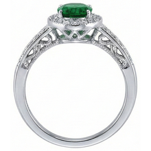 Afbeelding in Gallery-weergave laden, 3 ct ovaal geslepen groene smaragd met Natuurlijke echte diamanten ( niet in een laboratorium gekweekt ) ring wit goud 14k
