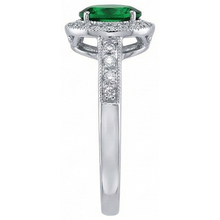 Afbeelding in Gallery-weergave laden, 3 ct ovaal geslepen groene smaragd met Natuurlijke echte diamanten ( niet in een laboratorium gekweekt ) ring wit goud 14k
