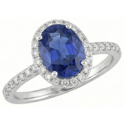 3 ct ovale Sri Lankaanse saffier Natuurlijke echte diamanten ( niet in een laboratorium gekweekt ) ring massief goud 14K