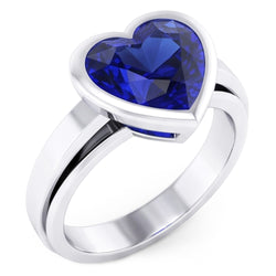 3 karaat blauwe saffier solitaire ring hartvormige ring set goud 14K